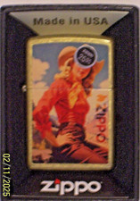 New Genuine USA ZIPPO Windproof Lighter, 46248 Retro Zippo Cowgirl, Street Brass