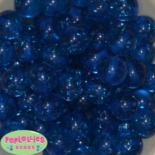 20mm Royal Blue Glitter Style Acrylic Chunky Bubblegum Beads 20 pc