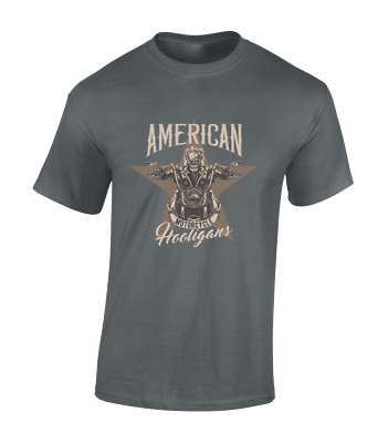 AMERICAN HOOLIGANS HERREN T-SHIRT COOL BIKER MOTORRAD DESIGN GESCHENKIDEE FÜR PAPA