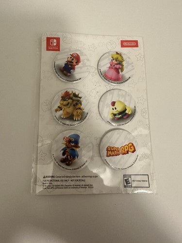Super Mario RPG Nintendo Switch Button Pin Set Promo