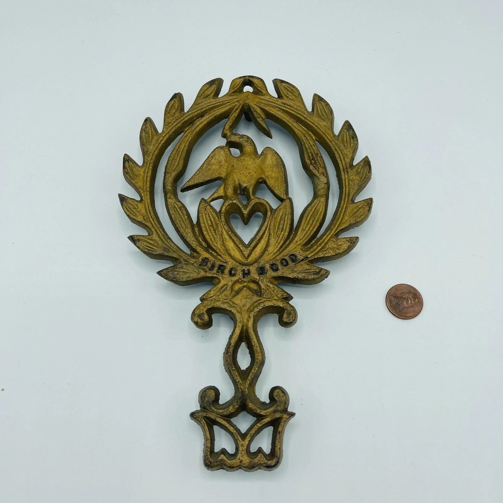 Vintage Griswold Cast Iron Trivet Birchwood Eagle Americana  image 1