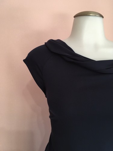 GUCCI 38 Small 4 Sexy Navy Blue Greek Goddess Womens Designer Stretch Dress - Picture 2 of 10