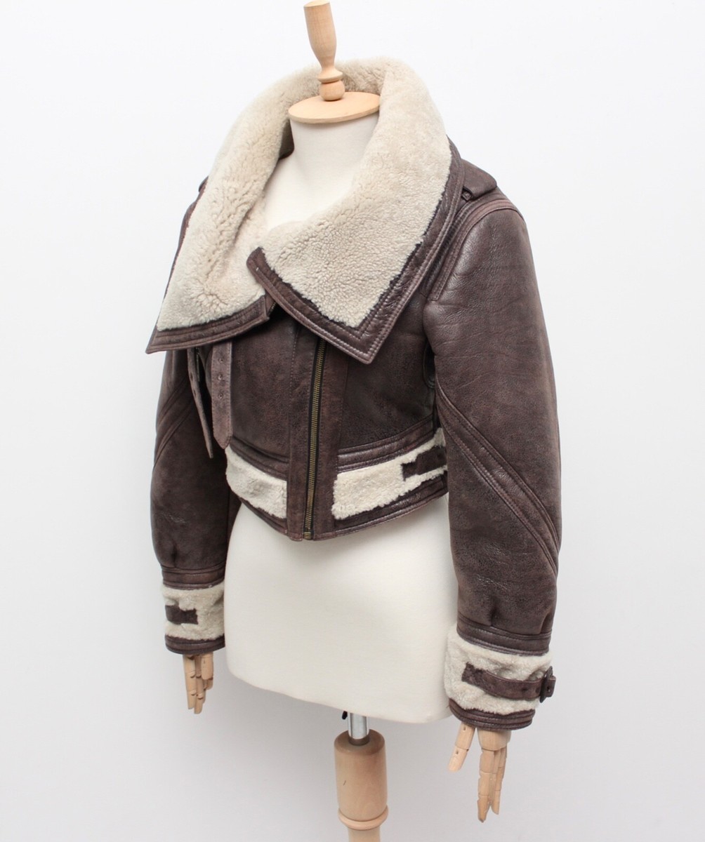 Women's BURBERRY PRORSUM Shearling Leather Aviator Bomber Jacket