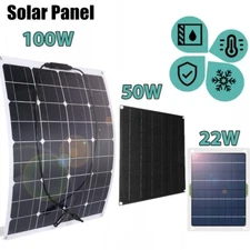 22/50/100W Solar Panel 12V Trickle Charge Battery Charger Maintainer Boat Car RV