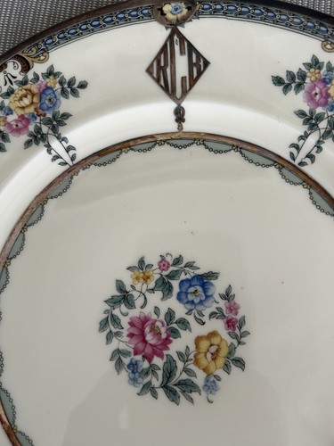 12 Krone Löwe Elfenbein Teller Hutschenreuther Selb Bayern Silberüberfang 10,75" - Bild 2 von 6