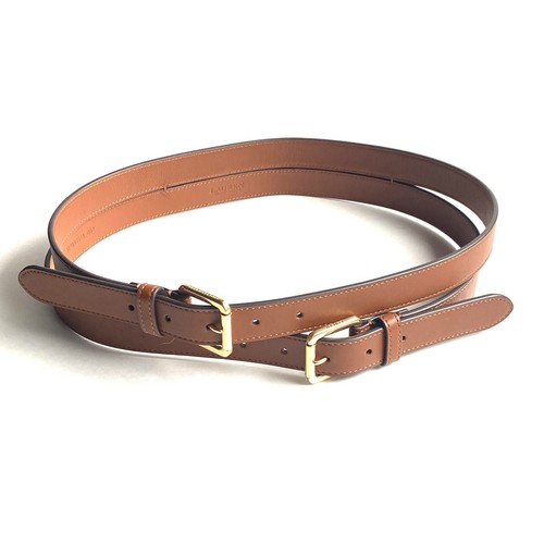 Lauren Ralph Lauren Belt Double Buckle Stacked Women S Brown Leather 2” Wide