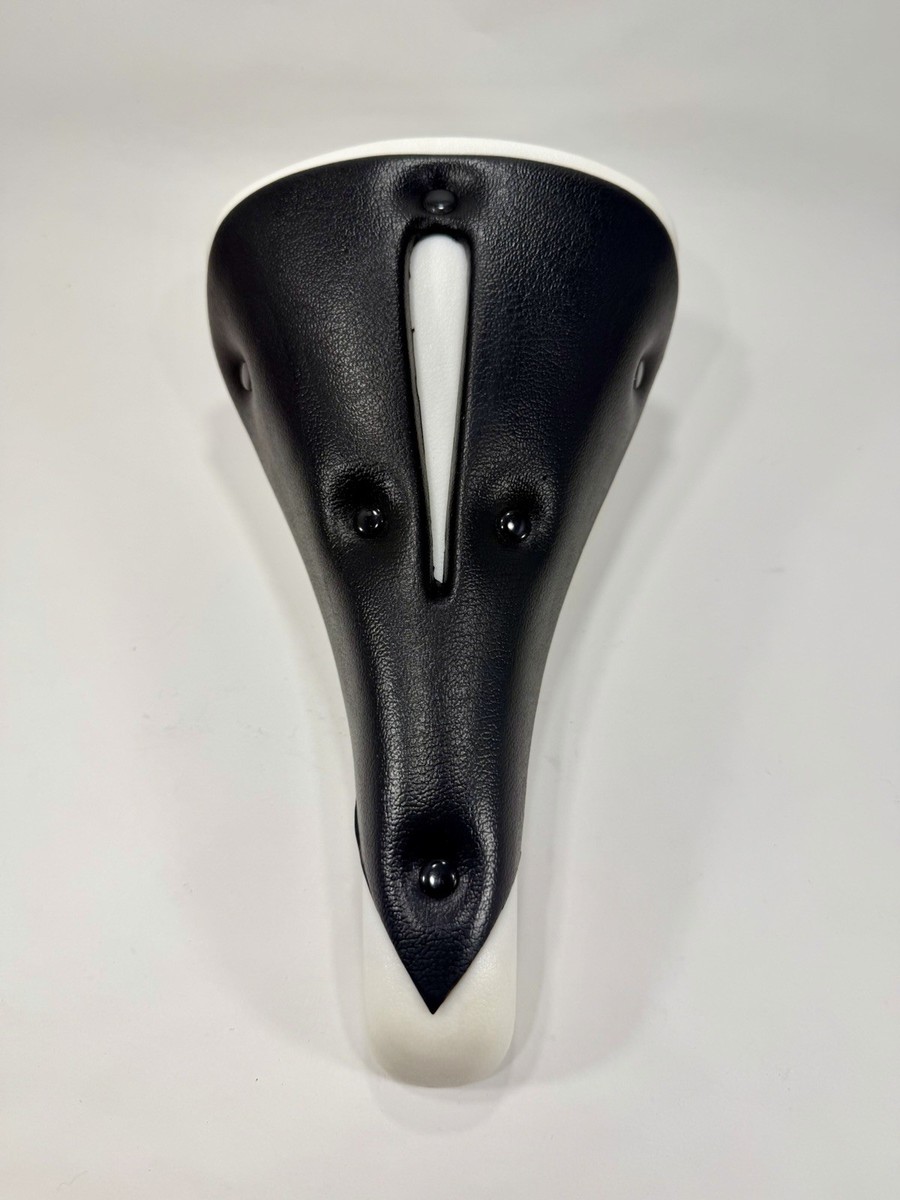 1989 Velo Trick Top Style Seat VL-158 White Black Padded Old