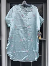 Vtg. Val Mode Nightgown baby blue floral lace trim new w/ tags Large