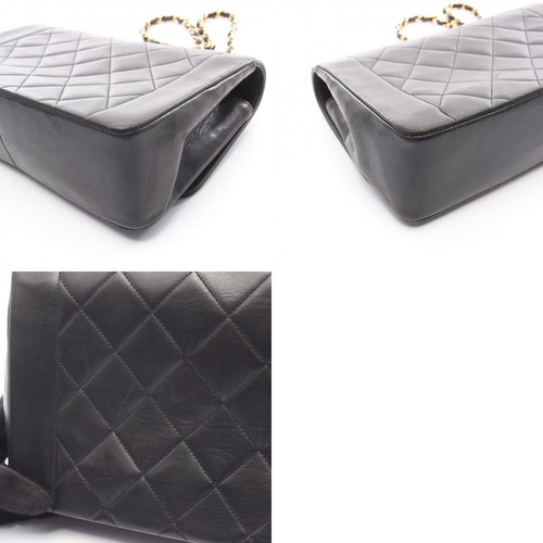 CHANEL Matelasse Diana Crossbody Chain Flap Shoulder Bag Lambskin Black GHW Used - Picture 12 of 12