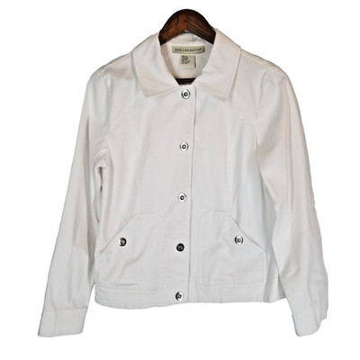 Requirements Women's Medium White Snap Jacket 90s Y2K Workwear Pockets Moto