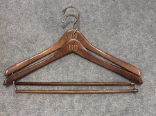 Vintage Saks Fifth Avenue Wooden Hangers Lot of 2 Gold Logo Retail Store