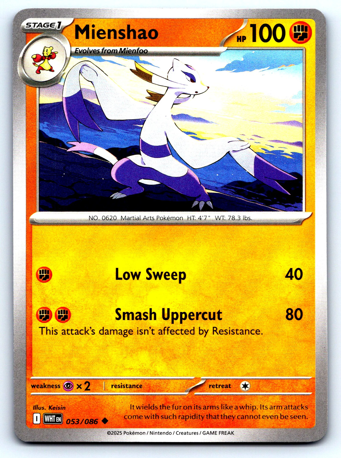 Mienshao White Flare #53 Normal NM Pokemon Card