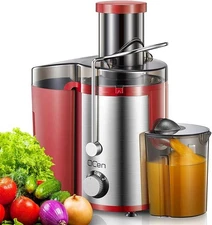 QCEN Juicer Machine 800W Centrifugal Extractor 3” Feed Chute KS-500H - Red