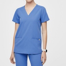Figs Casma Three Pocket Scrub Top Ceil Light Blue Size XL