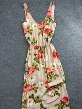Show Me Your MuMu Dress Womens XXS Beige Pink Floral V Neck Maxi Sundress Boho