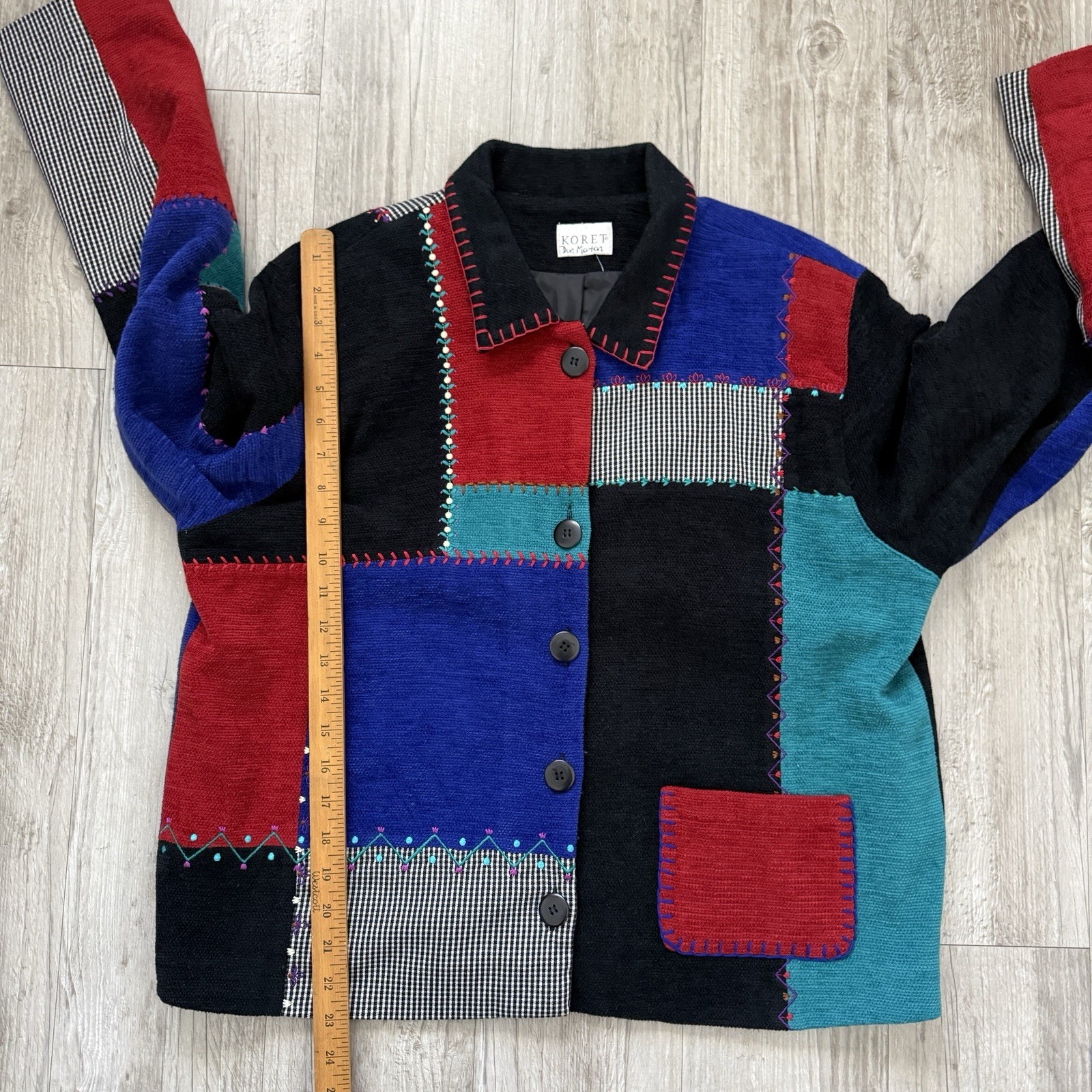 VTG Koret Patchwork Colorblock Jacket Size L Cott… - image 5