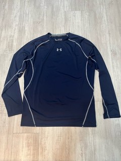 Herren Under Armour Heatgear Compression Shirt Langarm Blau in 3XL