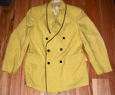 Vintage 1950s 1960s Doo Wop Singer Yellow Double Breasted Suit 37R After Six Tux