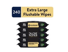 DUDE Flushable Wipes, Extra Large Shea BUTTer Smooth Wet Wipes, 240 Count