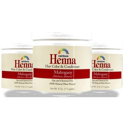 Rainbow Research Henna Mahogany Hair Color And Conditioner 4 Oz 3 Pack