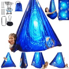 Sensory Swing for Kids Indoor Outdoor Double Layer Therapy Cuddle Hammock C...