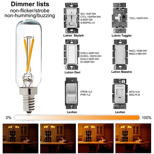LiteHistory Dimmable T6 led Bulb 25W Candelabra led 2700K Clear 200lm 2W e12 ... - Picture 3 of 7