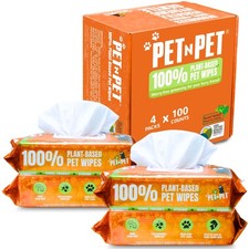 100 Plant Based Dog Wipes for Paws and Butt, 400 Counts Hypoallergenic Unsce...