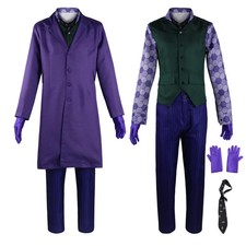 Halloween Batman Costume Dark Knight Heath Ledger Joker Men's Suit Coat Cosplay