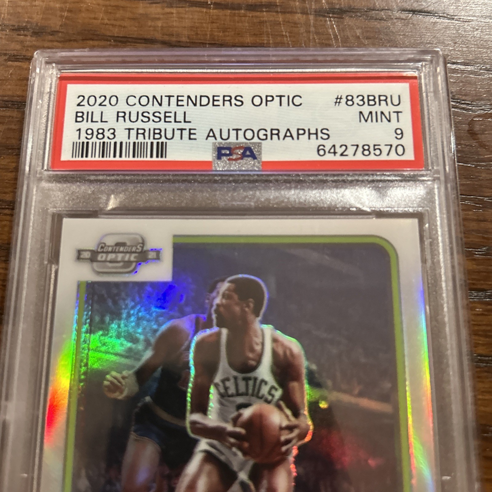 Bill Russell Auto autograph On Card 2020 Contenders Optic 1983 Tribute PSA 9 BOS view 2