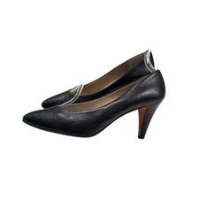 Vintage Garolini black Italian Embossed leather 3  high heel pumps size 8M