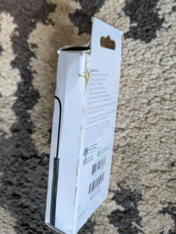 Cargador de coche AT&T Lightning con puerto USB adicional para Apple iPhone certificado MFi nuevo Foto 2 de 3