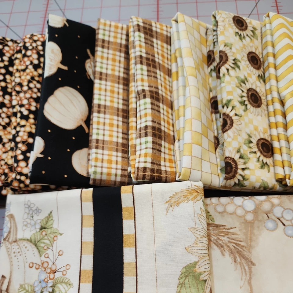 Tela de algodón acolchada, elegancia otoñal 14 restos de extremo de perno 8 yardas 15" Foto 3 de 4