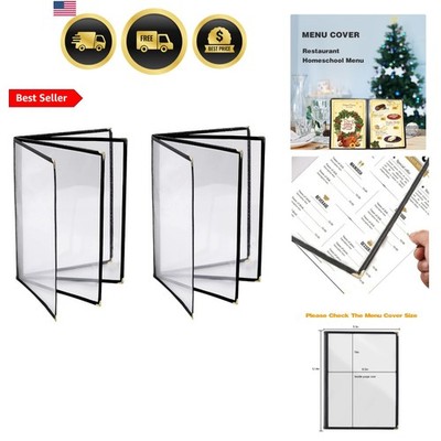 2PCS Menu Covers 8.5'' x 11'' Restaurant Menu Holder 4 Page 8 View Transparent ...