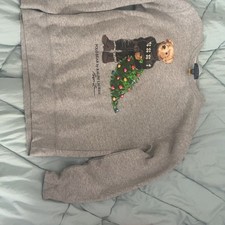 Polo Ralph Lauren Sweatshirt Kid Sz M 10-12 S Polo Bear Sweater Christmas Tree