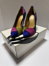 Nine West Boogie Down Shoes Heels Shoes Blue Pink Green Size 7 0051