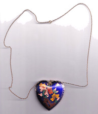 CLOISONNE PUFFY HEART PENDANT WITH 25 INCH CHAIN