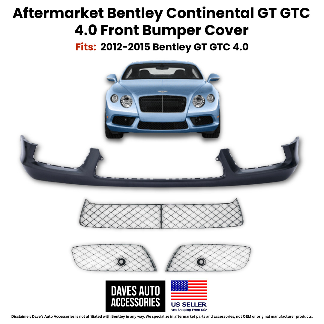 12-15 Bentley GT GTC Front Bumper Cover & Complete Grille Set