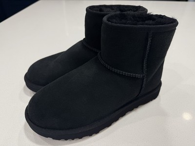 UGG Women's Classic Mini In Black Suede Boots Size US MSRP $170