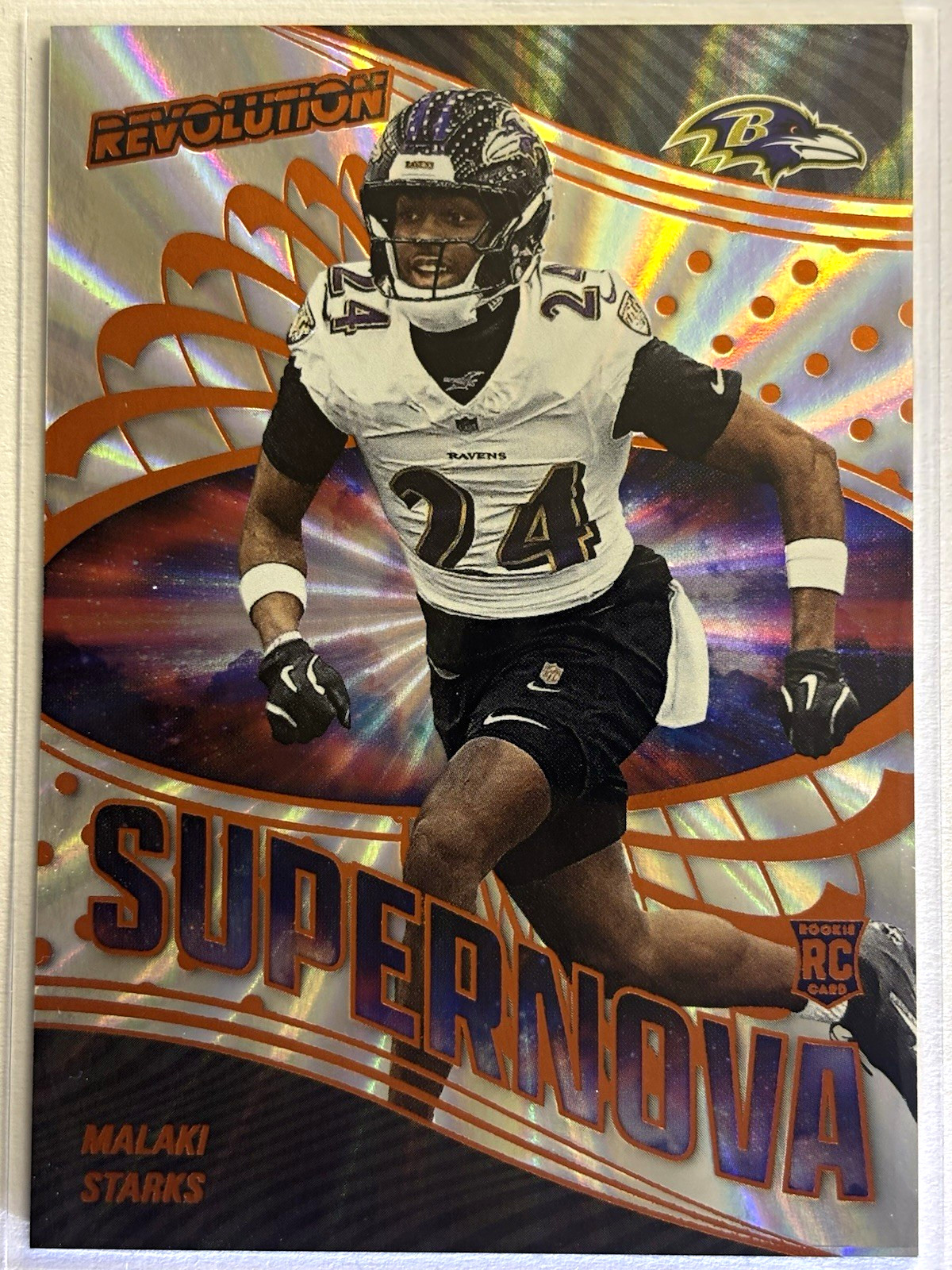 Panini 2025 Revolution Malaki Starks Supernova Sunburst #11 RC /18 Ravens