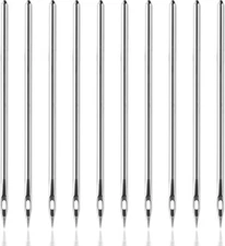 10 Pcs Leather Sewing Awl Hand Needle Canvas Silver 