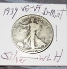 VG-VF Silver 1939 d Denver Mint Silver Walking Liberty Half Dollar 1/2 WLH