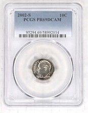 2002 S 10C Roosevelt Dime PCGS PR69DCAM
