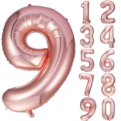 Ballon Geburtstag 9 Jahre Luftballons Zahl 9 Rosegold 101 cm aufblasbar...