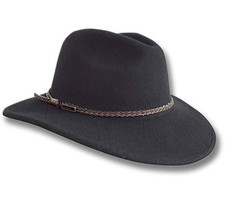 Oztrala Outback Fedora Australian Wool Felt HAT HW02 Mens Women 7 1/2 Black