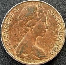 Australia 1980 Decimal 20 Cents Coin Elizabeth II Bronze Business Strike BN
