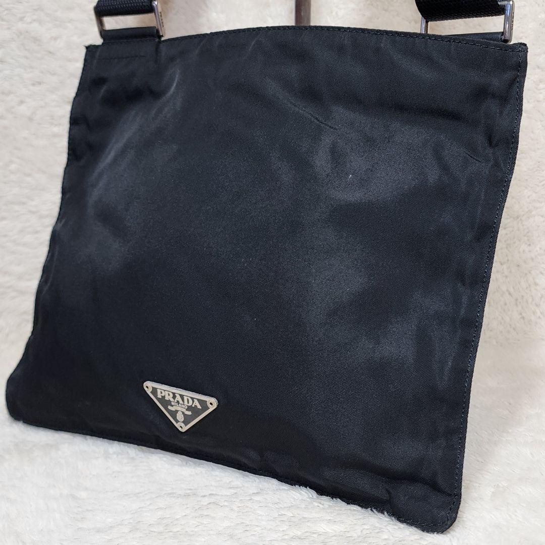 Prada Black Nylon Sacoche Shoulder Bag with Triangle Logo Crossbody Handbag