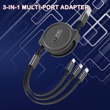 Retractable 3in1 USB Charging Cable Universal Portable Fast Phone Multi Device