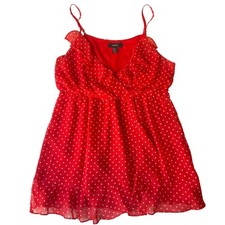 FOREVER 21+ Women Above Knee Dress Plus size 1X US Red Polka Dots Sleeveless