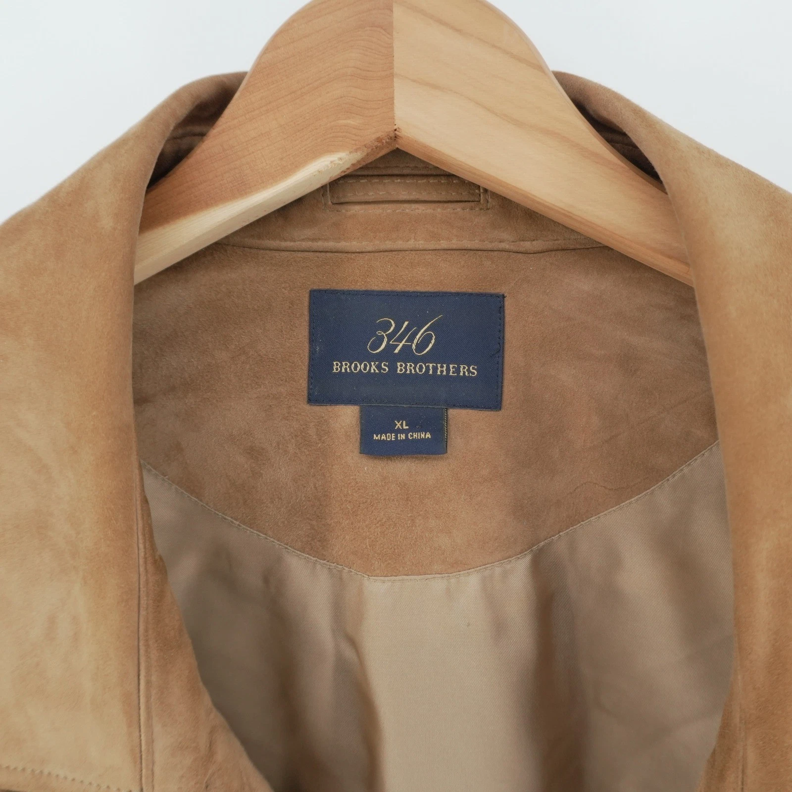 Brooks Brothers 346 Suede Jacket Mens XL Tan Genuine Leather Button Front Coat image 6