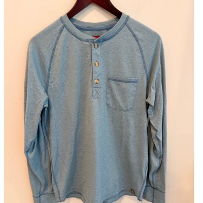 The North Face Mens Blue Heathered Long Sleeve Henley Shirt Size M Pocket Raglan